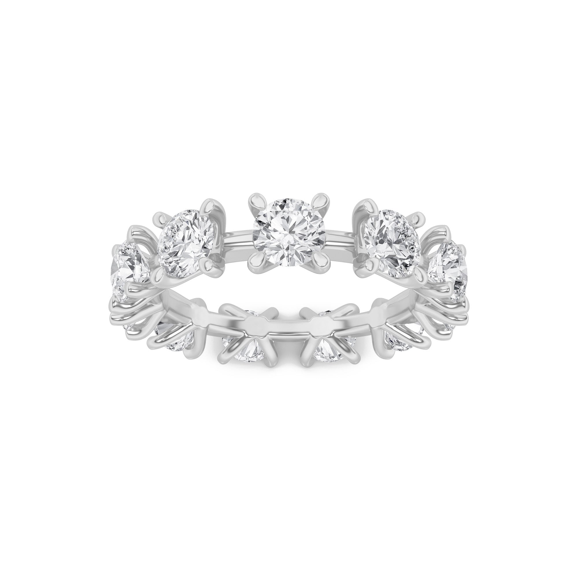 3CTW Round Shaped Lab Grown Diamond (F/VS) Eternity Band Ring in 14K Gold - Size 7