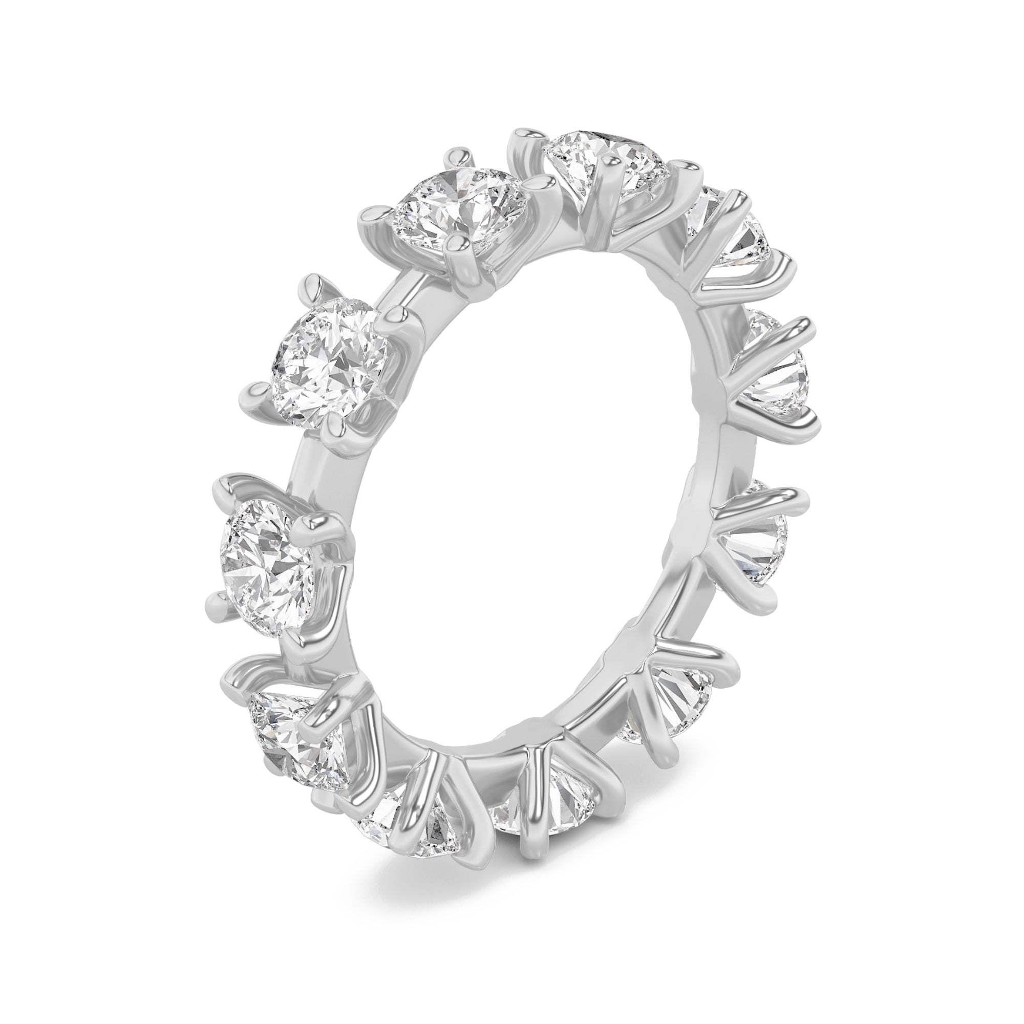 3CTW Round Shaped Lab Grown Diamond (F/VS) Eternity Band Ring in 14K Gold - Size 7