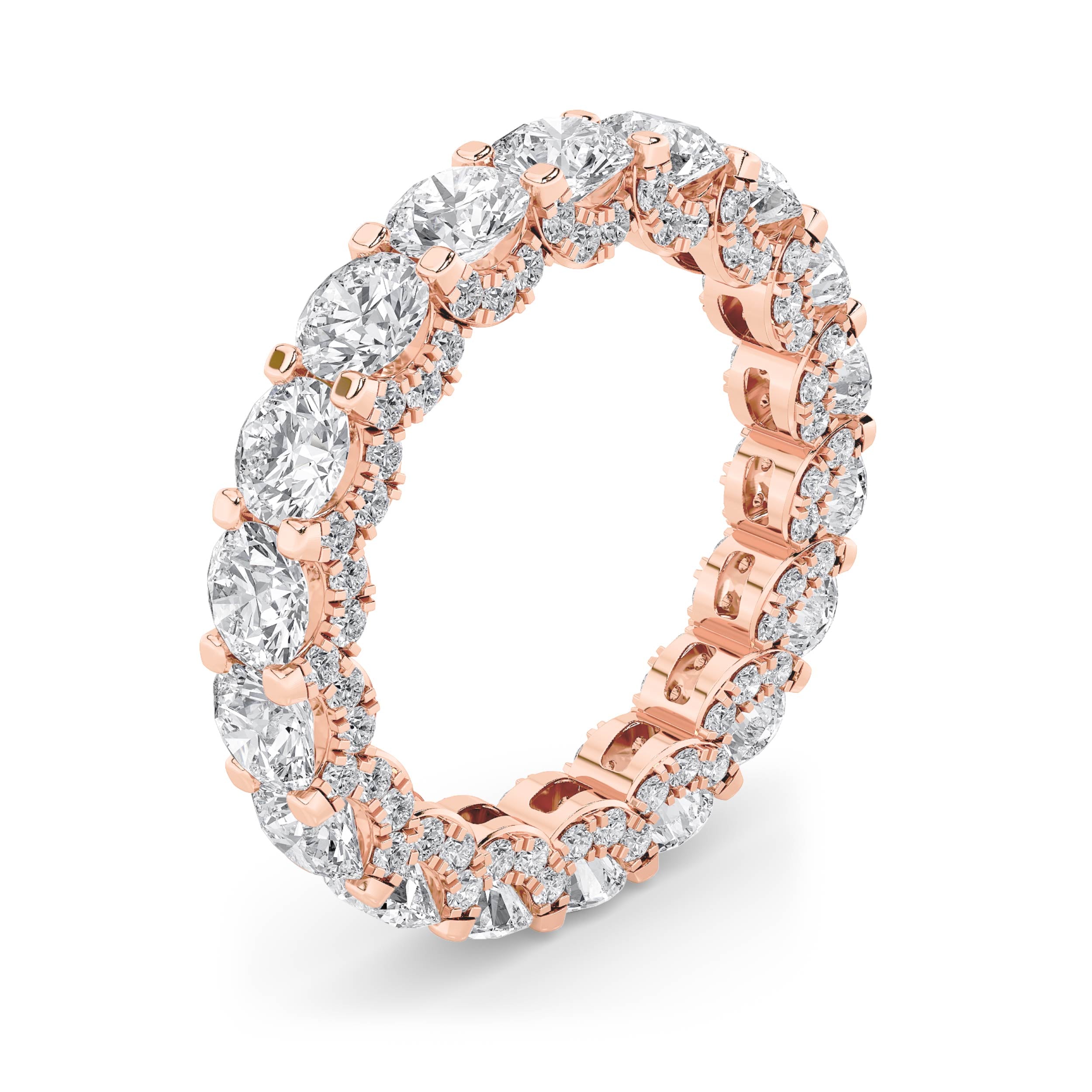 5CTW Round Shaped Lab Grown Diamond (F/VS) Eternity Band Ring in 14K Gold