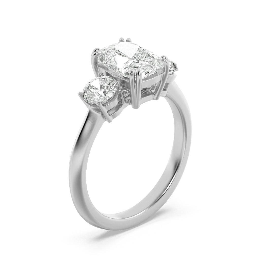 3CTW Elongated Cushion Shaped Lab Grown Diamond (G/VS) Bold Three Stone Ring in 14K Gold