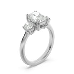 3CTW Elongated Cushion Shaped Lab Grown Diamond (G/VS) Bold Three Stone Ring in 14K Gold