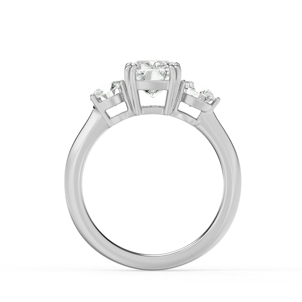 3CTW Elongated Cushion Shaped Lab Grown Diamond (G/VS) Bold Three Stone Ring in 14K Gold