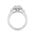 3CTW Elongated Cushion Shaped Lab Grown Diamond (F/VS) Accented Three Stone Ring in 14K Gold