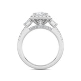 3CTW Elongated Cushion Shaped Lab Grown Diamond (F/VS) Accented Three Stone Ring in 14K Gold