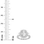 3CTW Elongated Cushion Shaped Lab Grown Diamond (F/VS) Accented Three Stone Ring in 14K Gold