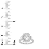 3CTW Elongated Cushion Shaped Lab Grown Diamond (F/VS) Accented Three Stone Ring in 14K Gold