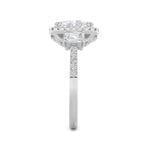 3CTW Elongated Cushion Shaped Lab Grown Diamond (F/VVS) Accented Three Stone Ring in 14K Gold