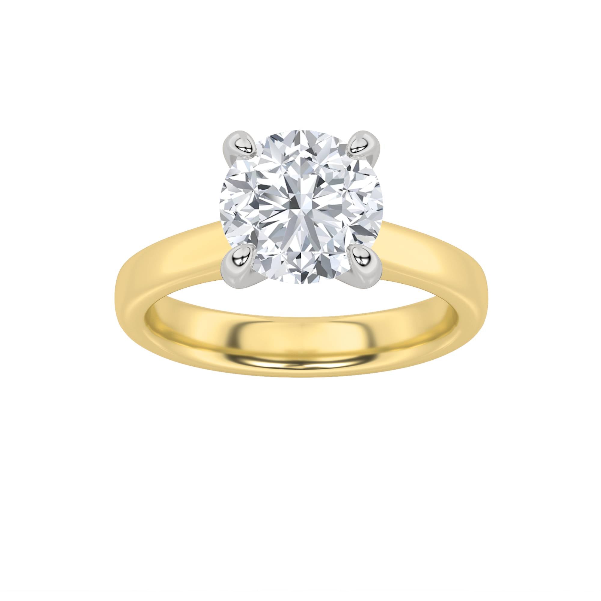 14K Two-Tone White/Yellow Gold 1.53ct E-Color Lab Diamond Solitaire Ring