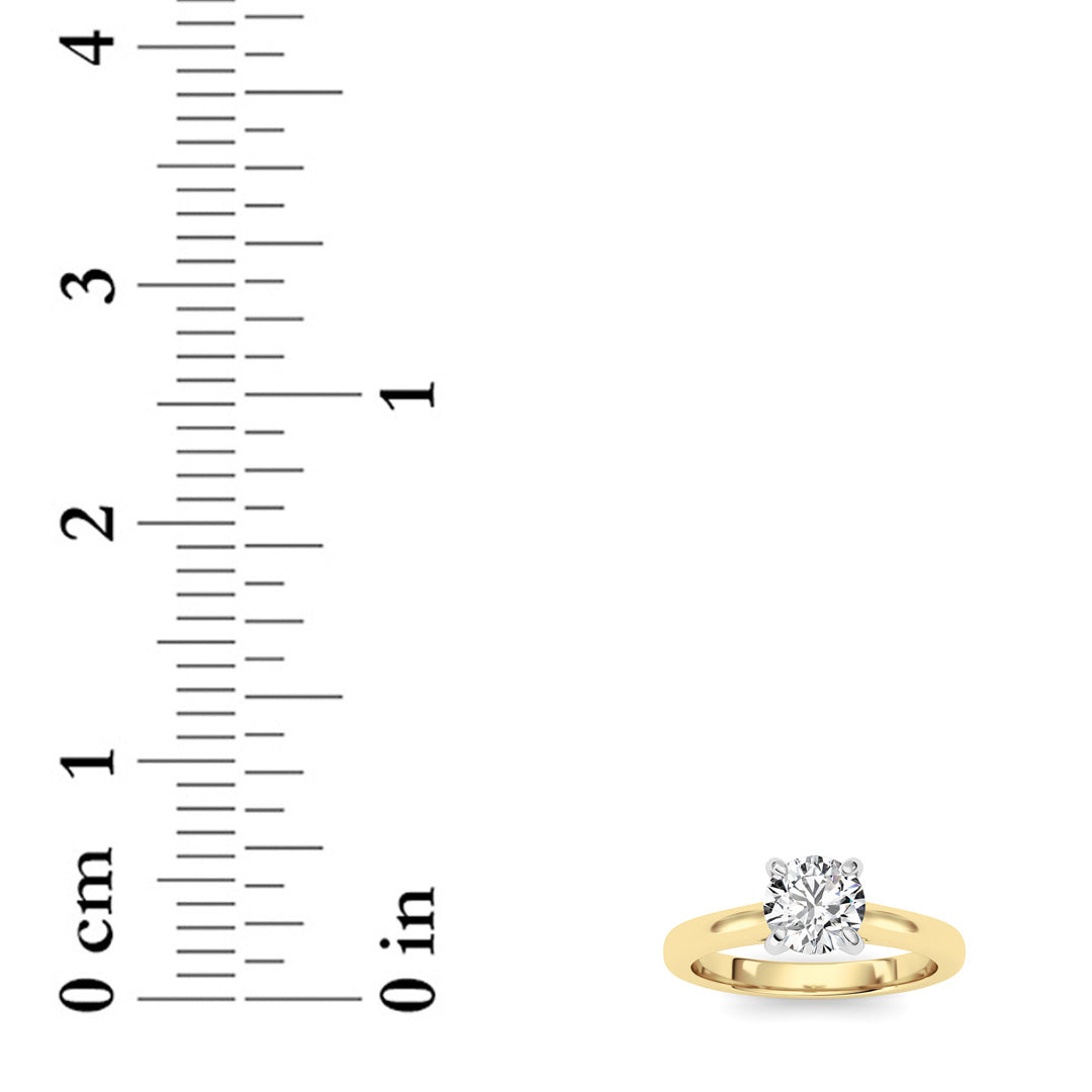 2CTW Round Shaped Lab Grown Diamond (E/VS) Classic Solitaire Engagement Ring in 14K Gold