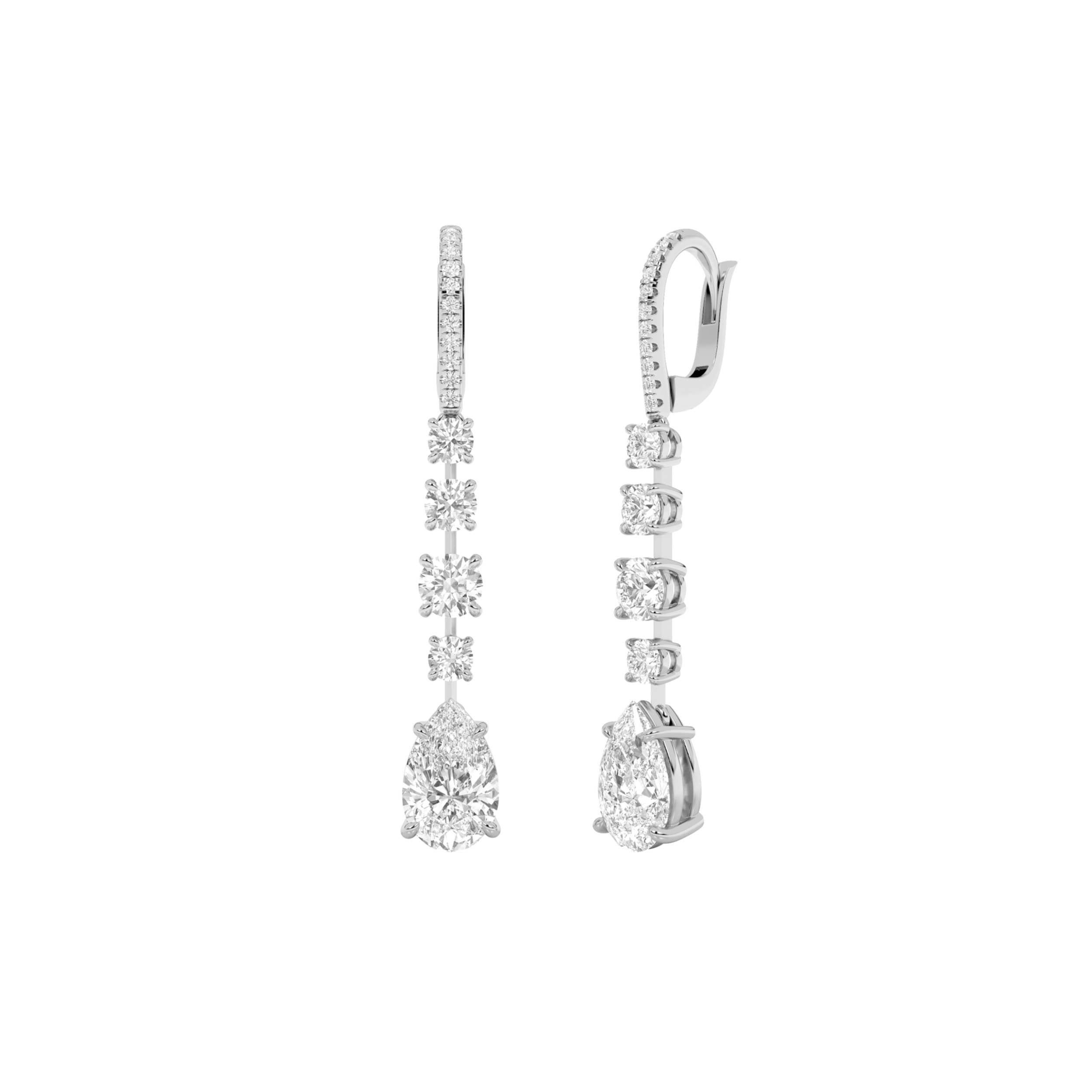 4.5CTW Pear Shaped Lab Grown Diamond (F/VS) Dangle Earrings in 14K Gold