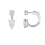 3.5CTW Pear Shaped Lab Grown Diamond (F/VS) Stud Earrings with J Hoop Earrings in 14K Gold