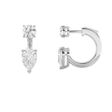 3.5CTW Pear Shaped Lab Grown Diamond (F/VS) Stud Earrings with J Hoop Earrings in 14K Gold
