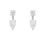 3.5CTW Pear Shaped Lab Grown Diamond (F/VS) Stud Earrings with J Hoop Earrings in 14K Gold