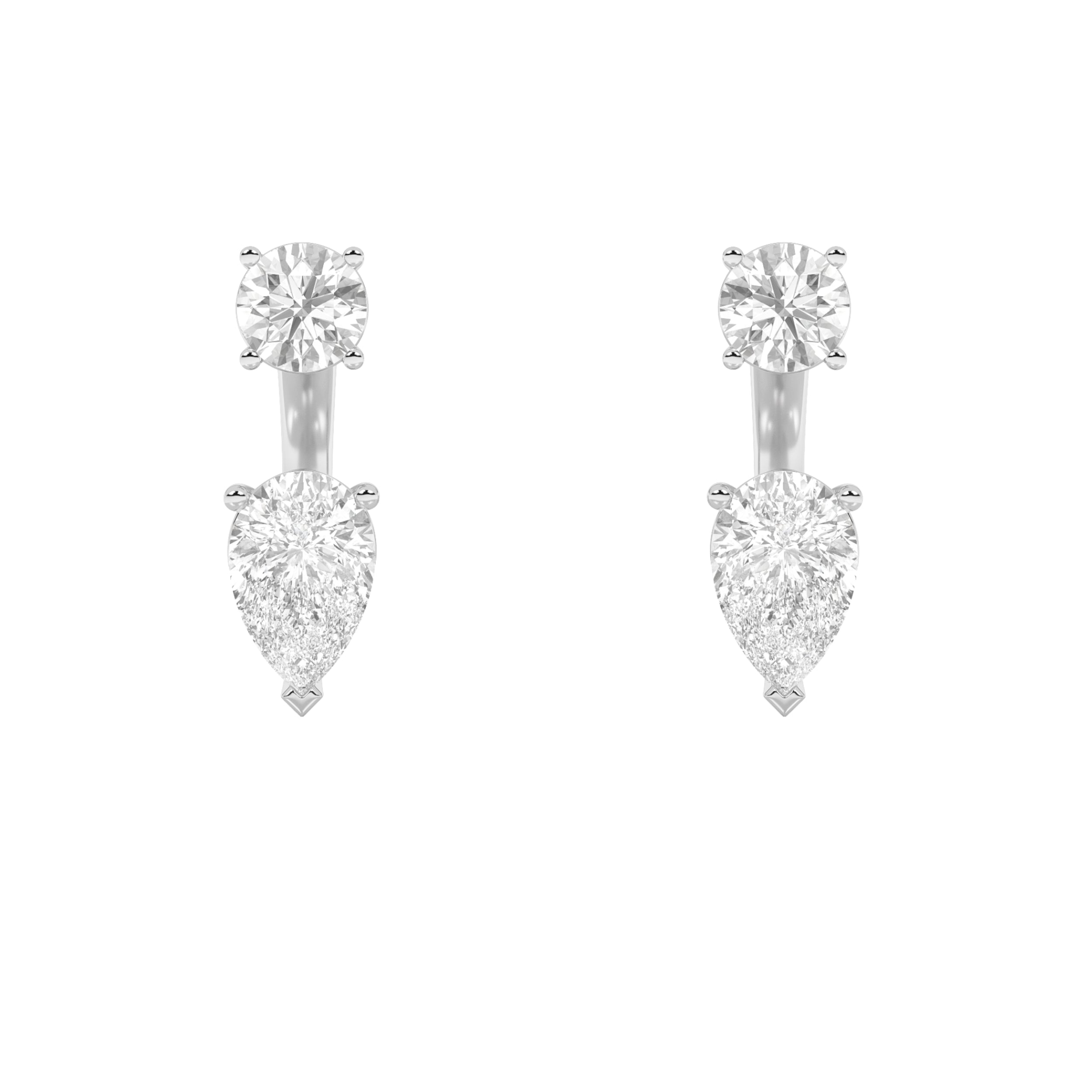 3.5CTW Pear Shaped Lab Grown Diamond (F/VS) Stud Earrings with J Hoop Earrings in 14K Gold