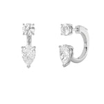 3.5CTW Pear Shaped Lab Grown Diamond (F/VS) Stud Earrings with J Hoop Earrings in 14K Gold