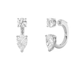 3.5CTW Pear Shaped Lab Grown Diamond (F/VS) Stud Earrings with J Hoop Earrings in 14K Gold