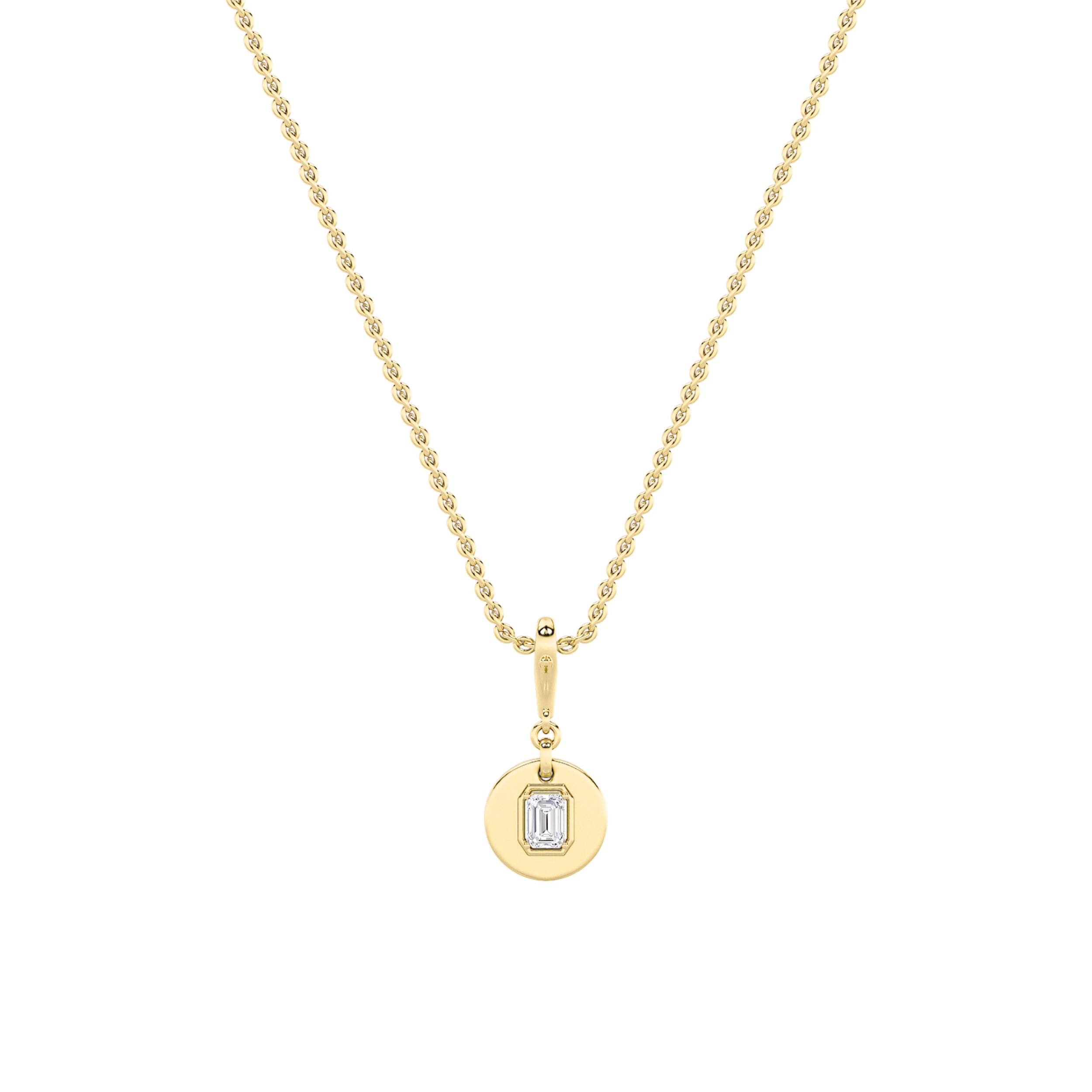 1CTW Emerald Shaped Lab Grown Diamond (F/VS) Dog Tag Pendant in 14K Gold