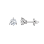 2CTW Round Shaped Lab Grown Diamond (F/VS) Three Prong Stud Earrings in 14K Gold