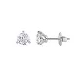2CTW Round Shaped Lab Grown Diamond (F/VS) Three Prong Stud Earrings in 14K Gold