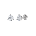 2CTW Round Shaped Lab Grown Diamond (F/VS) Three Prong Stud Earrings in 14K Gold