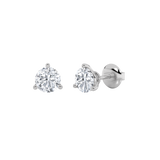 2CTW Round Shaped Lab Grown Diamond (F/VS) Three Prong Stud Earrings in 14K Gold