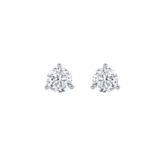 2CTW Round Shaped Lab Grown Diamond (F/VS) Three Prong Stud Earrings in 14K Gold