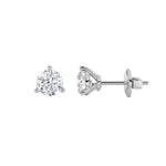 3CTW Round Shaped Lab Grown Diamond (F/VS) Three Prong Stud Earrings in 14K Gold