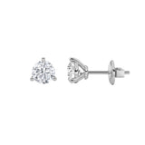 3CTW Round Shaped Lab Grown Diamond (F/VS) Three Prong Stud Earrings in 14K Gold