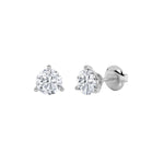3CTW Round Shaped Lab Grown Diamond (F/VS) Three Prong Stud Earrings in 14K Gold