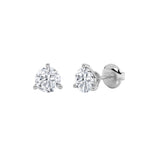 3CTW Round Shaped Lab Grown Diamond (F/VS) Three Prong Stud Earrings in 14K Gold