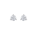 3CTW Round Shaped Lab Grown Diamond (F/VS) Three Prong Stud Earrings in 14K Gold