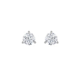 3CTW Round Shaped Lab Grown Diamond (F/VS) Three Prong Stud Earrings in 14K Gold