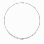 15CTW Round Shaped Lab Grown Diamond (F/VS) Three Prong Graduating Necklace in 14K Gold