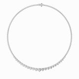 15CTW Round Shaped Lab Grown Diamond (F/VS) Three Prong Graduating Necklace in 14K Gold