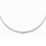 15CTW Round Shaped Lab Grown Diamond (F/VS) Three Prong Graduating Necklace in 14K Gold