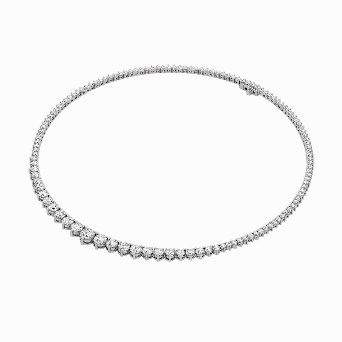 20CTW Round Shaped Lab Grown Diamond (F/VS) Three Prong Graduating Necklace in 14K Gold
