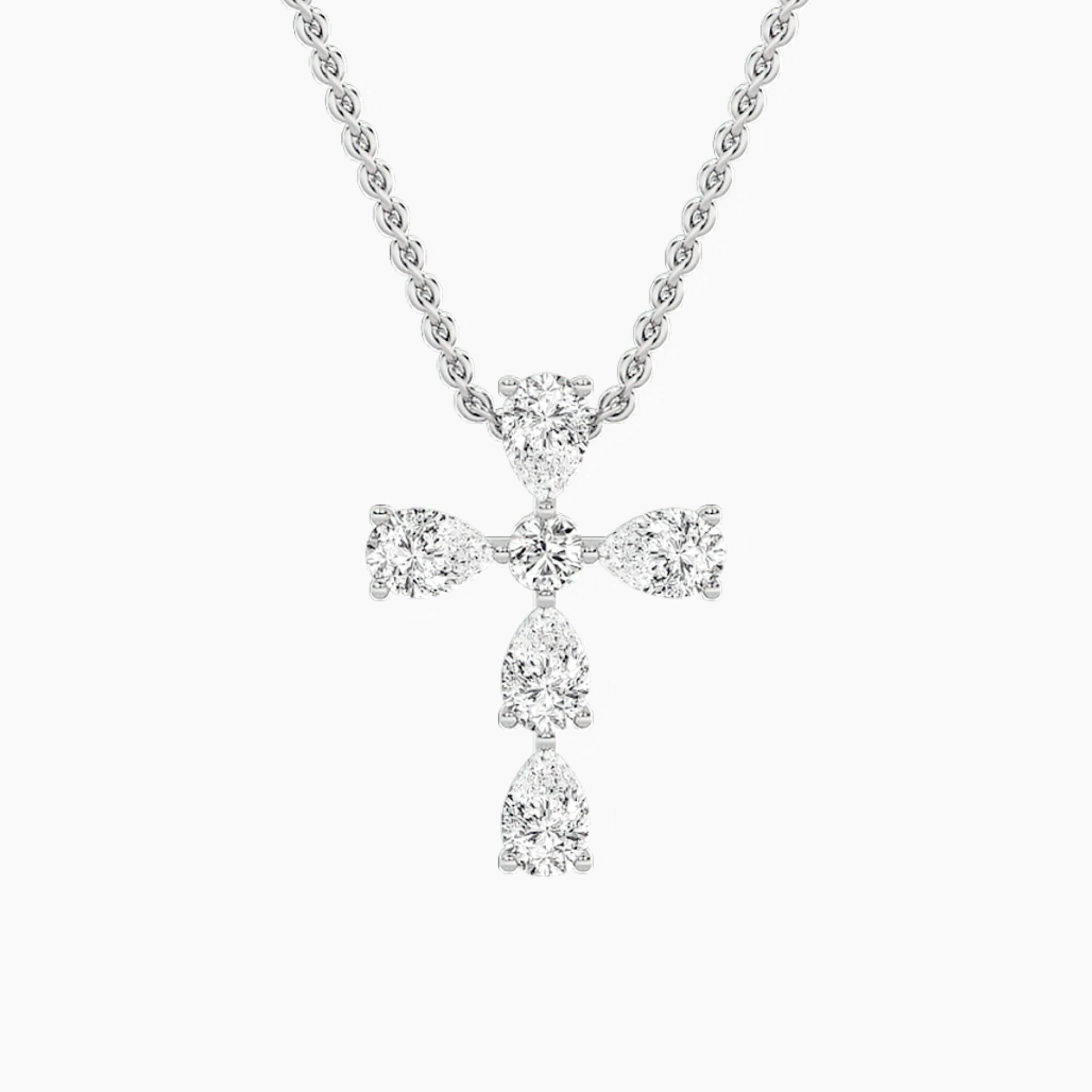 2.75CTW Pear Shaped Lab Grown Diamond (F/VS) Cross Pendant in 14K Gold