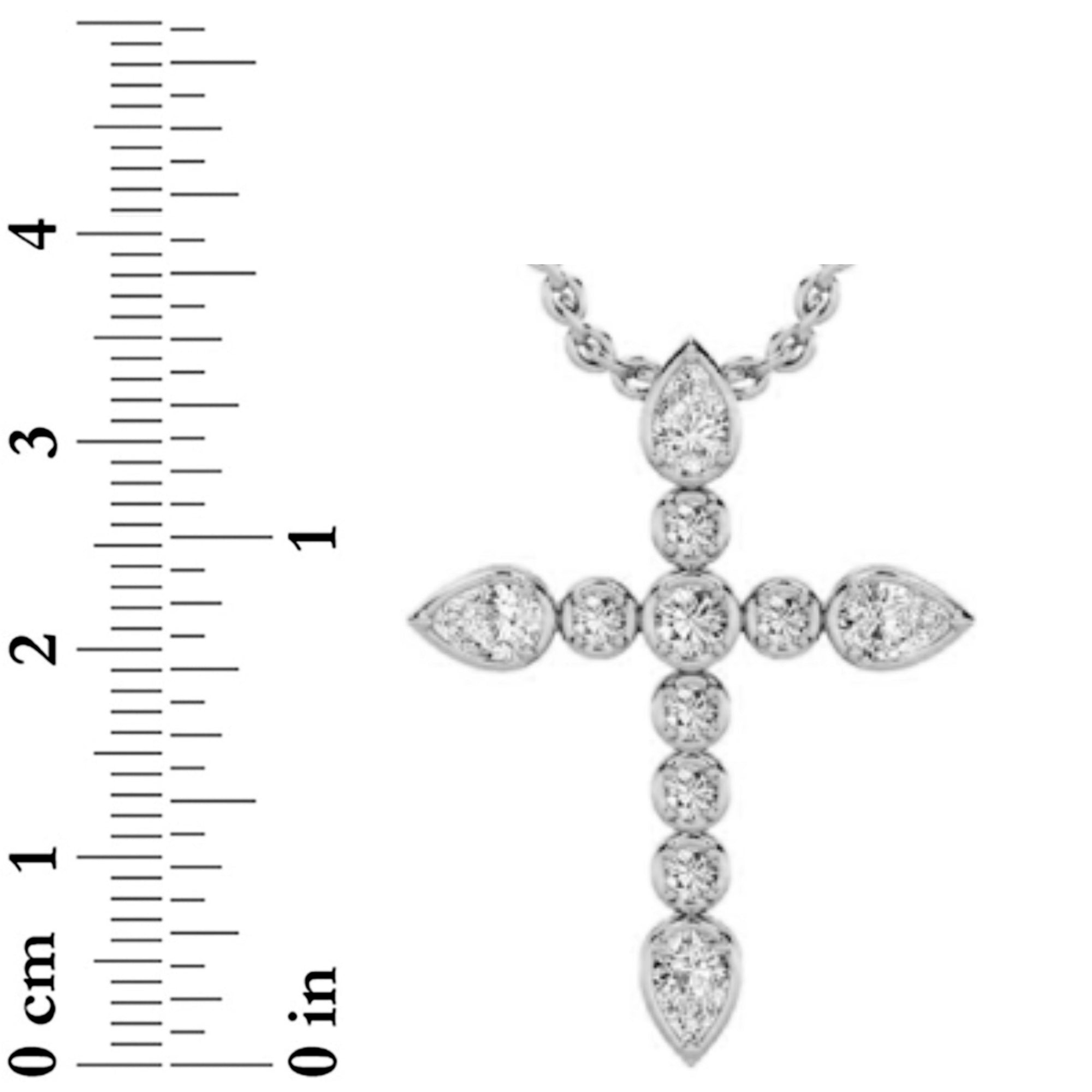 1.5CTW Pear Shaped Lab Grown Diamond (F/VS) Cross Pendant in 14K Gold