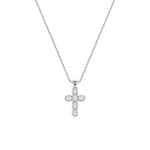 3CTW Oval Shaped Lab Grown Diamond (F/VS) Cross Pendant in 14K Gold