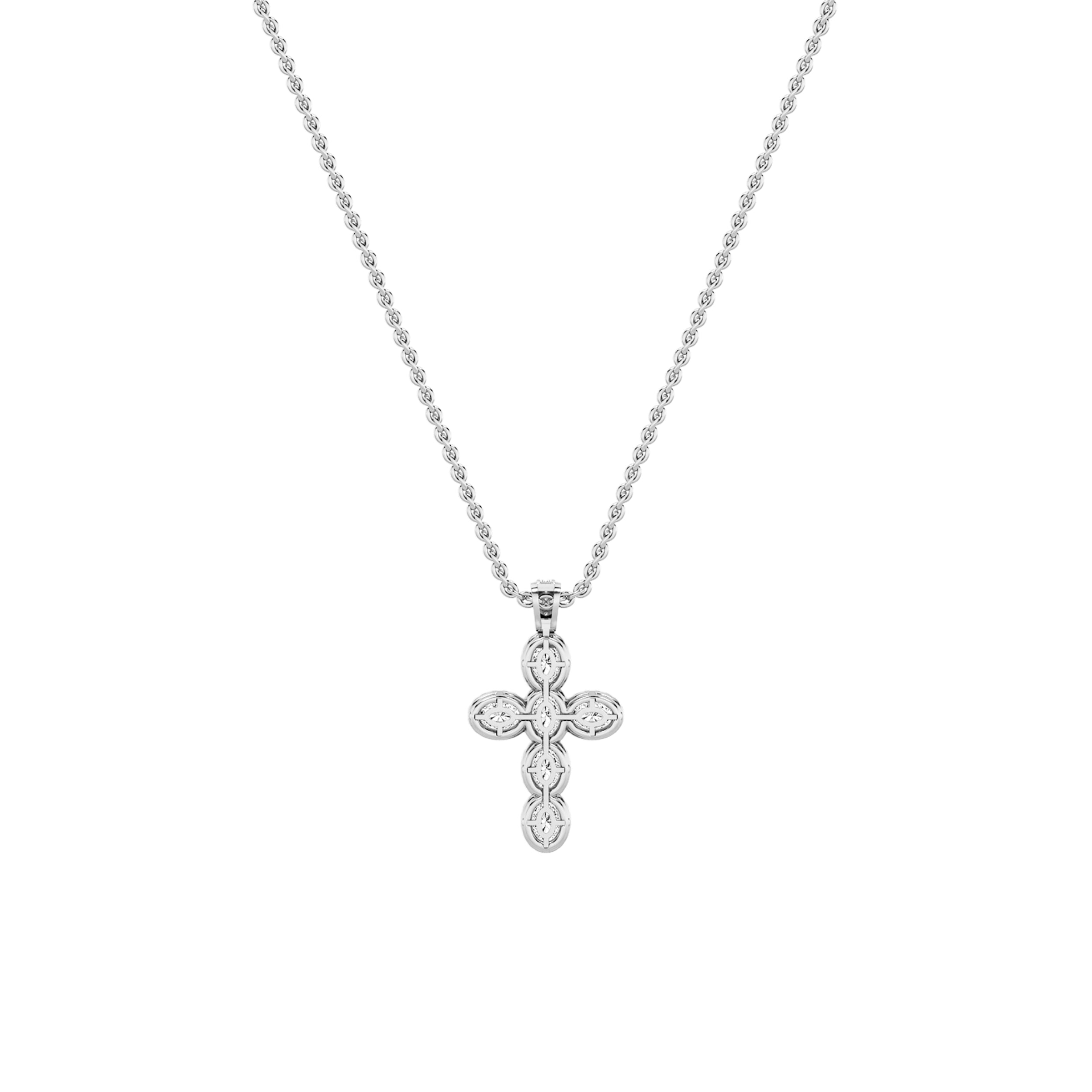 3CTW Oval Shaped Lab Grown Diamond (F/VS) Cross Pendant in 14K Gold
