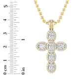 3CTW Oval Shaped Lab Grown Diamond (F/VS) Cross Pendant in 14K Gold