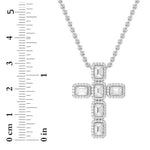 3CTW Emerald Shaped Lab Grown Diamond (F/VS) Cross Pendant in 14K Gold
