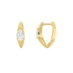 2CTW Pear Shaped Lab Grown Diamond (F/VS) Solitaire Huggie Earrings in 14K Gold