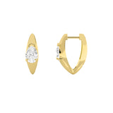2CTW Pear Shaped Lab Grown Diamond (F/VS) Solitaire Huggie Earrings in 14K Gold