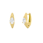 2CTW Pear Shaped Lab Grown Diamond (F/VS) Solitaire Huggie Earrings in 14K Gold
