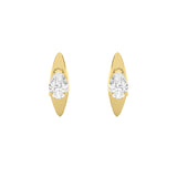 2CTW Pear Shaped Lab Grown Diamond (F/VS) Solitaire Huggie Earrings in 14K Gold