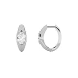 2CTW Oval Shaped Lab Grown Diamond (F/VS) Solitaire Huggie Earrings in 14K Gold