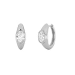 2CTW Oval Shaped Lab Grown Diamond (F/VS) Solitaire Huggie Earrings in 14K Gold