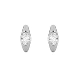 2CTW Oval Shaped Lab Grown Diamond (F/VS) Solitaire Huggie Earrings in 14K Gold