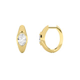 2CTW Oval Shaped Lab Grown Diamond (F/VS) Solitaire Huggie Earrings in 14K Gold